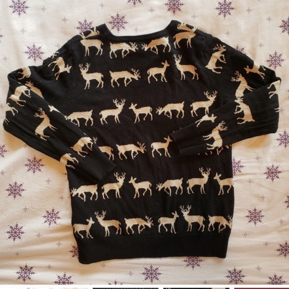 SPARKLE DEER SWEATER BLACK & GOLD FOREVER 21 SZ S - Picture 4 of 6